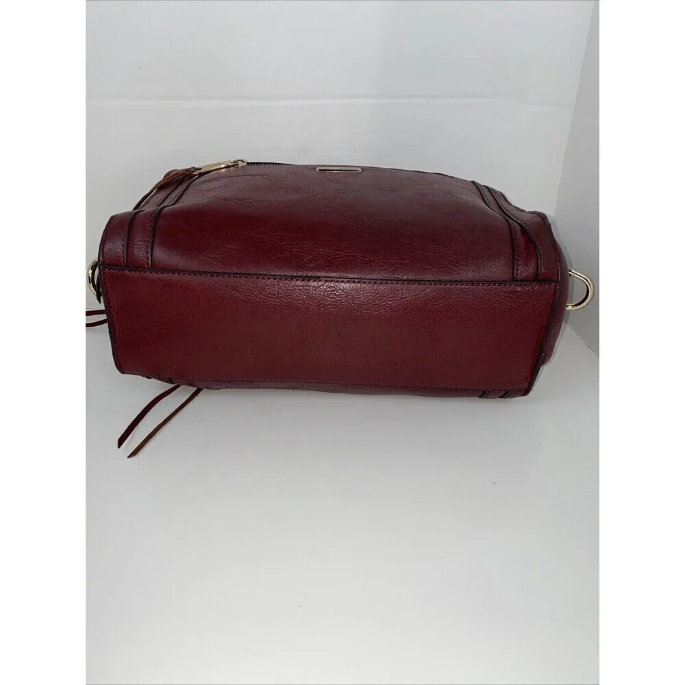 REBECCA MINKOFF Leather Satchel Tote Purse Double Handles Fringe Zippers
